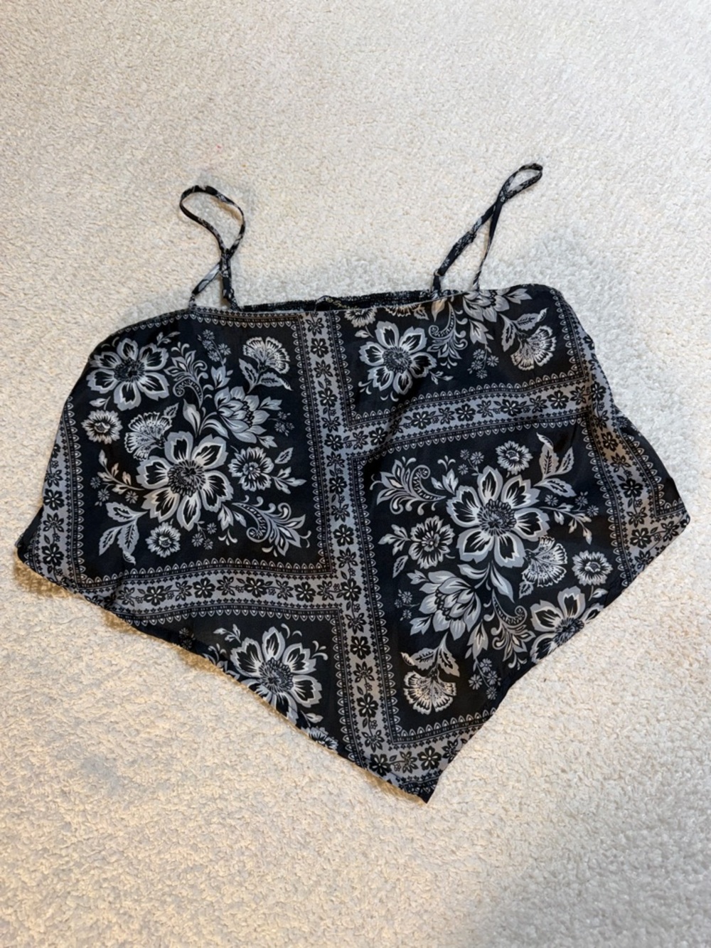 Honey & Sparkle Black Floral Boho Tie Front Tank XL Flowy